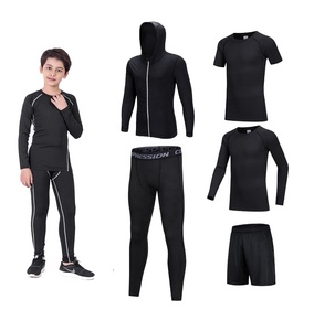 Survêtements pour enfants à séchage rapide en polyester, vêtements de sport pour jeunes, sous-vêtements de compression pour le basketball, l'entraînement, la course à pied et le jogging - Product Image 3