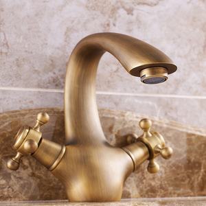 Antique baignoire <span class=keywords><strong>robinet</strong></span> de lavabo <span class=keywords><strong>double</strong></span> chaud et froid <span class=keywords><strong>robinet</strong></span> en cuivre - Product Image 5