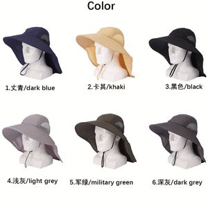 Custom Logo <b>Sun</b> Protection Fishing High Quality Whole Wide Brim Bucket <b>Hat</b> <b>Neck</b> <b>Flap</b> Hiking Camping Outdoor - Product Image 2