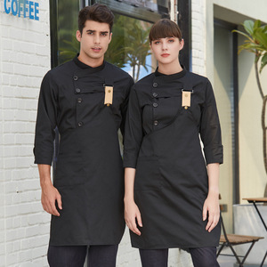 Vêtement de travail en coton respirant à double boutonnage, logo personnalisé, uniforme de chef long, conçu sur mesure, veste de cuisine professionnelle unisexe - Product Image 3