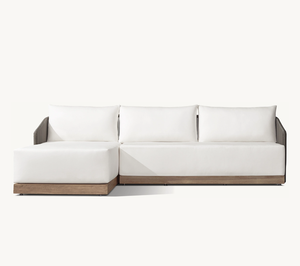 Modern Luxury All Weather Patio Garden Hotel Pool <b>Rattan</b> SofaSet Outdoor Leisure Furniture Rope Hand Woven <b>Sofa</b>-Chaise Sectional - Product Image 1