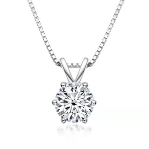 Collar de diamantes Mosang para mujer, diseño avanzado, colgante de un solo diamante con seis garras, cadena para clavícula, regalos de plata, tono vibrante en vivo - Product Image 1
