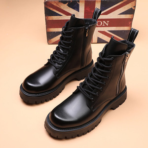 Nouvelles bottes de travail pour hommes, personnalisées, à lacets avec fermeture éclair, faciles à porter, augmentant la hauteur, semelle en caoutchouc durable, bottes Martin - Product Image 3