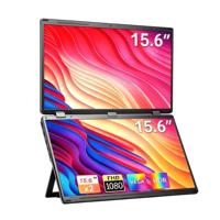 Moniteur portable double 15,6 pouces 1080P FHD IPS pliable, extension d'écran triple pour ordinateur portable, USB-C Plug & Play, écran de voyage avec support
