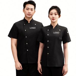 High-end Hot Black Hotel <b>Overalls</b> Single-breasted Wholesale Printed Logo Catering Uniform Chef Jacket <b>Men</b> - Product Image 1