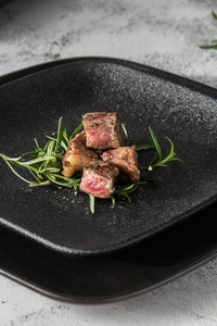 Assiette à steak de restaurant moderne Assiette à dîner en <span class=keywords><strong>fonte</strong></span> Assiette de service carrée noire Western Pratos Céramique Quadrado - Product Image 4