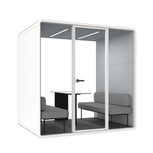 Portable <b>Soundproof</b> Office Booth 4 Person Meeting Pod Modular Acoustic Cabin with Glass Door for Open Workspace Privacy - Product Image 2