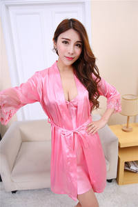 Di estate Splendido <span class=keywords><strong>raso</strong></span> pigiami Per Le Donne della maglia bretelle di slittamento del vestito del ricamo <span class=keywords><strong>Raso</strong></span> di seta Degli Indumenti Da Notte In Pizzo Robe E di Notte Abiti Set - Product Image 3