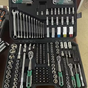 222Pcs Set Perkakas Soket Otomatis, Kunci Ratchet 1/4"&1/2", Batang Ekstensi, Universal Joint, Mata Obeng, Perlengkapan Perbaikan Mobil - Product Image 3