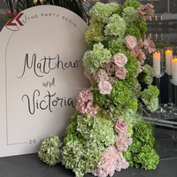 Composition florale de luxe ZKAI, fleurs artificielles en hydrangea vert et rouge, arrangement de fleurs en tutu, chemin de table pour la décoration de mariage