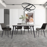 Karois — ensemble de table à manger simples en marbre, 6 places, avec jambes noires