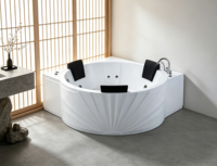 Baignoire d'angle en acrylique avec robinet, baignoire triangulaire avec mitigeur pour salle de bain à domicile