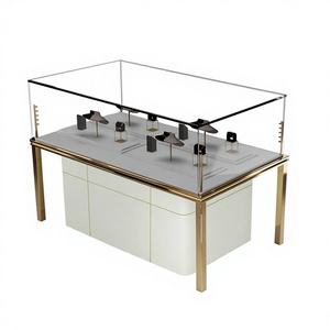 Vitrine à bijoux de luxe V-DONE avec cadre en acier inoxydable et verre, présentoir à bijoux sur mesure en gros et kiosque, modèle JW-010 - Product Image 1