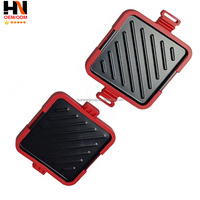 Appareil multifonction transfrontalier 1000 W + Grille-sandwich et plaque de cuisson pour grill domestique, pour 2-3 tranches de pain, barbecue et friture d'œufs