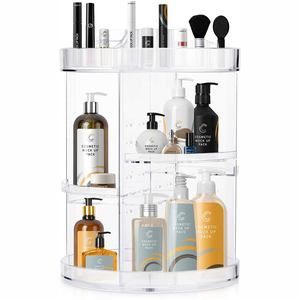 360 תואר מסתובב איפור מארגן, 4 שכבות להתאמה ספינינג קוסמטי אחסון מקרי איפור מחזיק תצוגה - Product Image 3