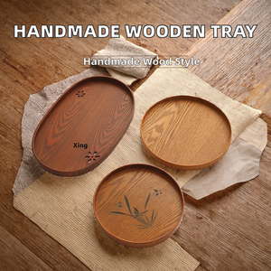 Bandeja de Té Japonesa Hecha a Mano con Grabado, Duradera, Estilo Clásico Tradicional, Decoración para el Hogar, Portátil, Desechable, con Diseño de Plantas - Product Image 2