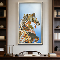 Impression d'art mural abstrait texturé plaqué or, motif cheval, noir, décoration moderne pour la maison, vente directe d'usine en gros