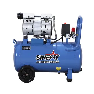 Sinewy 0.55Kw 220V 24L Barato Pequeño Bajo Ruido Eléctrico Heavy Duty Compresores Compresor de aire de pistón sin aceite para dental