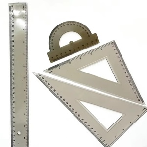Vente Directe – Ensemble de 4 Règles Rigides de Qualité Supérieure pour Bureau et École – Équerre et Règle Droite en Plastique - Product Image 1