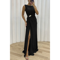Élégante Robe Longue Jaune 2025 pour Femme, Sans Manches, Coupe Slim, Plissée, Décoration de Taille Diamant d'Eau, Robe de Soirée de Fête