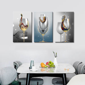 Ensemble de 3 tableaux sur toile représentant un couteau, une fourchette et une coupe à vin, nature morte, décoration murale, art de la coupe à vin, peinture moderne pour salle à manger - Product Image 4
