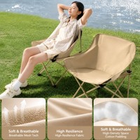 Chaise pliante d'extérieur, chaise lune portable à dossier haut en tube d'acier épais, pour pêche et camping