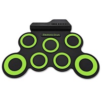 Ensemble de batterie électronique portable professionnel-artefact d'entraînement pliable à rouleau à la main pour débutant en jazz, coussin de batterie en acier en aluminium
