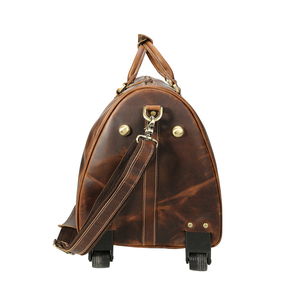 Approvisionnement d'usine personnaliser sac en cuir véritable sac à roulettes de voyage en cuir véritable sac à bagages en cuir à l'huile pleine fleur pour le voyage - Product Image 4