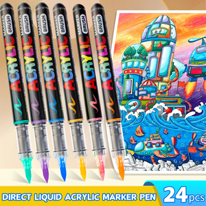 Set di <span class=keywords><strong>Pennarelli</strong></span> Acrilici <span class=keywords><strong>a</strong></span> Punta Morbida, Marcatori Artistici Liquidi ad Asciugatura Rapida in Plastica - Product Image 4