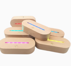 단단한 나무 USB 빛나는 기초 아크릴 LED 책상 달력 나무 램프 홀더 무선 배터리 충전 작은 야간 조명베이스 너도밤 나무 - Product Image 3