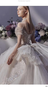 Abito da sposa principale dell'industria pesante 2024 nuova sposa alla grande principessa di piccole dimensioni grandi spalle Senior di una parola - Product Image 6