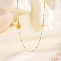 Collier pendentif ovale croix en acier inoxydable plaqué or 18 carats Gaovo, chaîne de clavicule minimaliste de luxe pour femmes