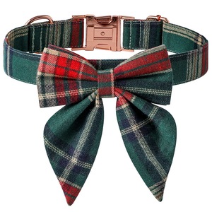 Tanpopo algodón verde rojo Navidad Plaid cola de golondrina mariposa <span class=keywords><strong>Collar</strong></span> ajustable hebilla de Metal perro mascotas <span class=keywords><strong>Collar</strong></span> personalizado Cosplay - Product Image 3