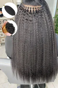 Extensiones de Cabello Humano Ruso con Queratina I-Tip al por Mayor, Extensiones de Cabello Remy Virgen Doble Trama, Cabello Rizado Birmano - Product Image 5