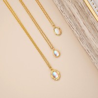 Collier pendentif ovale en opale en argent sterling 925 plaqué or, collier minimaliste en pierres précieuses pour femmes