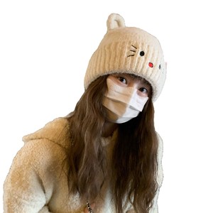 Korean Style Cat Knitted <b>Hat</b> For Women Winter <b>Warm</b> Windproof Ski Cap 54-56Cm - Product Image 5