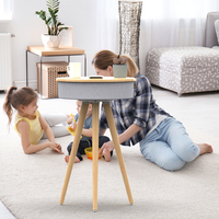 Table basse multifonction en bambou avec haut-parleur portable, charge sans fil, batterie 6000 mAh pour utilisation en home cinéma