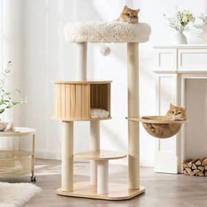 Factory Custom Modern Engineered Wood Waterproof Tree OEM ODM Logo Tall Multi-level Furniture Scratching Carton <b>Plush</b> - Product Image 3