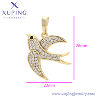 X000885254 Bijoux Xuping en gros, pendentif breloque animal oiseau plaqué or 14K, style mode, serti de pierres, pour collier