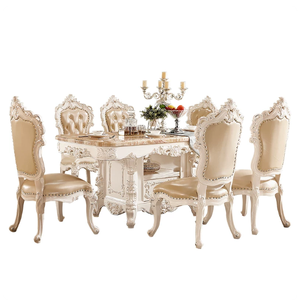 Antique Wood Dining <b>Tables</b> European Luxury Dining Room Furniture Set Marble Dining <b>Table</b> with Drawer - Product Image 6