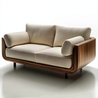 Juego de Sofás Chesterfield de Tela Estilo Chino para Sala de Estar con Silla de Madera para Comedor