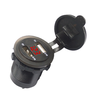 QC3.0 5V 3.1A Soket Colokan Daya USB Ganda 3-Port dengan Voltmeter LED Berlampu untuk Mobil/Kapal/Perahu & Sepeda Motor