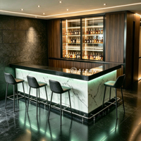 Comptoir de bar en marbre artificiel 2026, design de luxe pour discothèque, restaurant, bar à vin, bar à domicile - Nouveauté très demandée