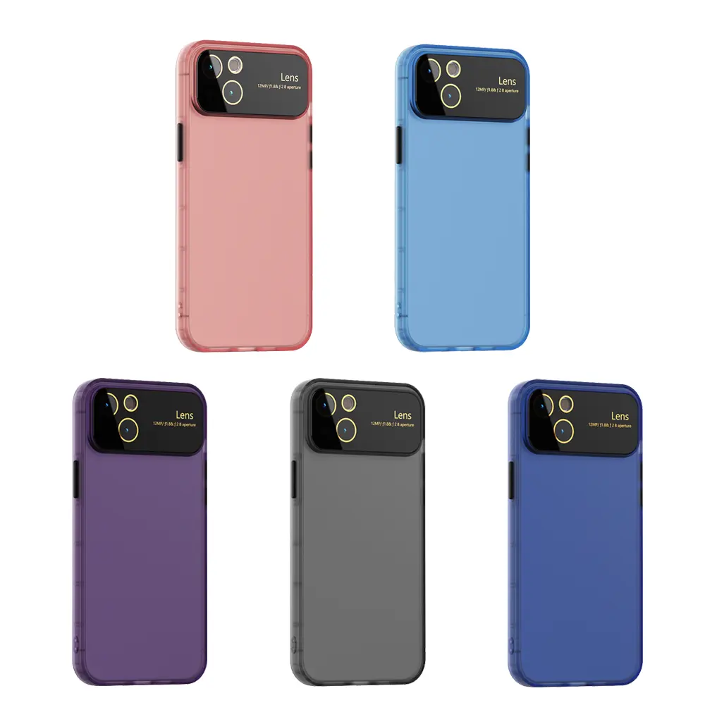 Precio de fábrica, funda de teléfono con ventana grande rígida híbrida para iPhone 15 Plus, funda delgada transparente esmerilada