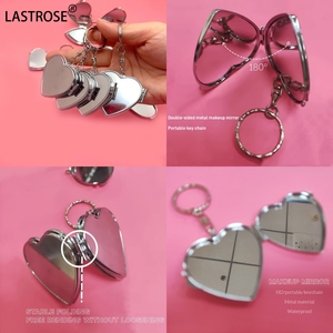 Hot Bán Nhãn Hiệu Riêng Mini Xách Tay Sang Trọng Kim Loại Gấp Mỹ Phẩm Sliver Gương Bán Buôn Trái Tim Móc Chìa Khóa Túi Trang Điểm Gương - Product Image 2