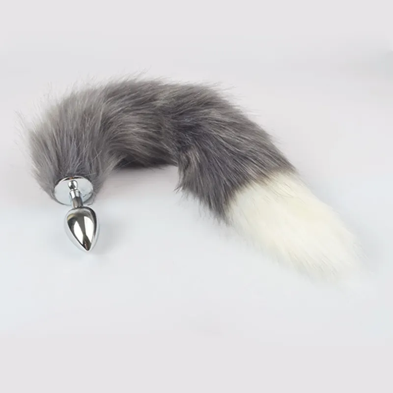 SacKnove 3 Größen Günstige hausgemachte Metall Silber Kaninchen y Fox Schwanz Spielzeug Anal Plug Schwanz für Männer Frauen Homosexuell