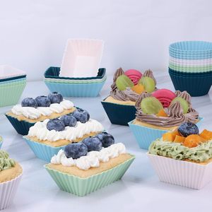 Lot de 24 moules à muffins en silicone réutilisables, carrés et rectangulaires, pour boîtes à lunch, séparateurs bento, couleurs neutres - Product Image 3