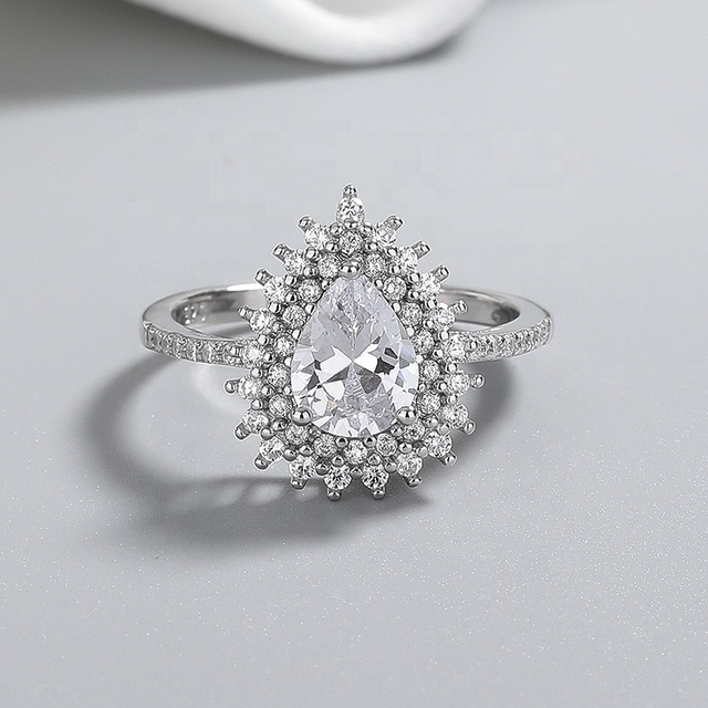 Elegant 925 Sterling Silver Ring With Sparkling Cubic Zirconia for Wholesale Fine Jewelry 925 Silver Rings