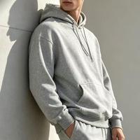 Hoodie katun cetak terlaris, berlapis fleece, ukuran besar, polos premium, dengan logo custom grosir