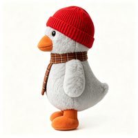 Peluche pingouin mignonne en tricot avec bonnet rouge et écharpe à carreaux, douce, cadeau de Noël en gros